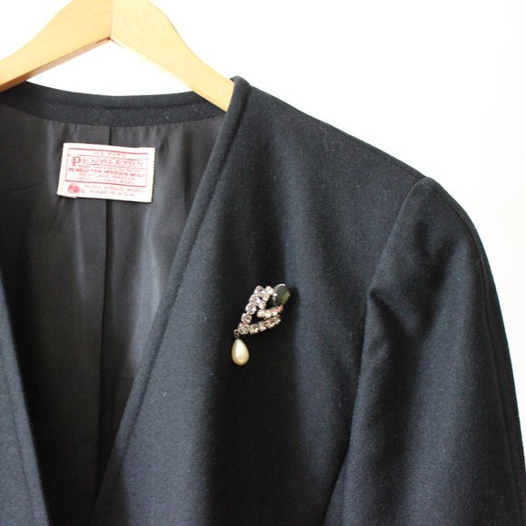 Vintage 70's Pendleton Black Wool Blazer - Picture 2 of 8